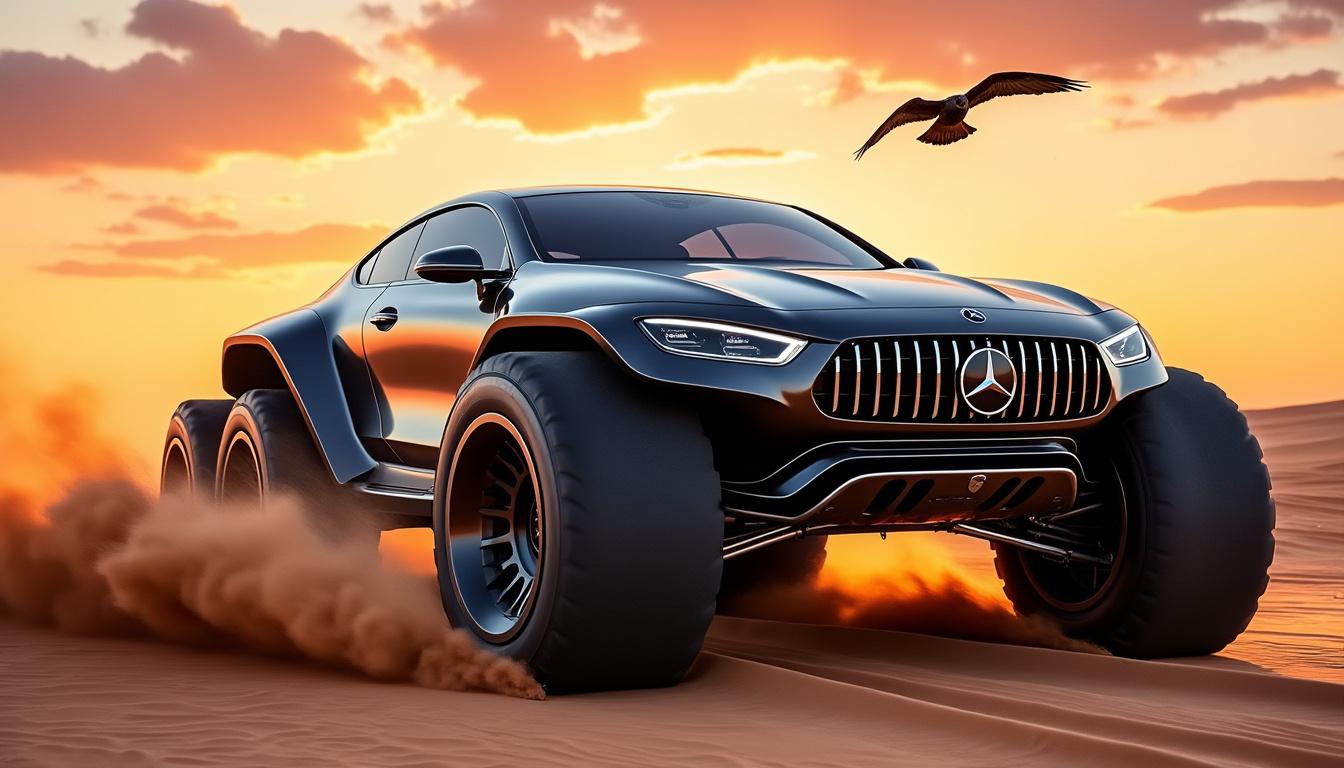 découvrez une mercedes exceptionnelle, spécialement équipée pour la capture de faucons dans les dunes désertiques. un véhicule unique alliant performance, innovation et tradition, idéal pour les passionnés de fauconnerie et d’aventure dans le désert.