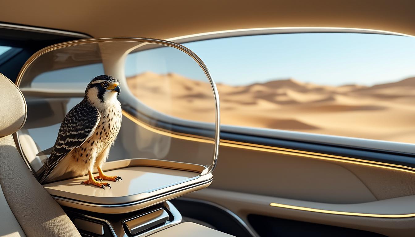 découvrez une mercedes d'exception spécialement équipée pour la capture de faucons dans les dunes désertiques. un véhicule unique, alliant puissance, innovation et tradition de la fauconnerie.