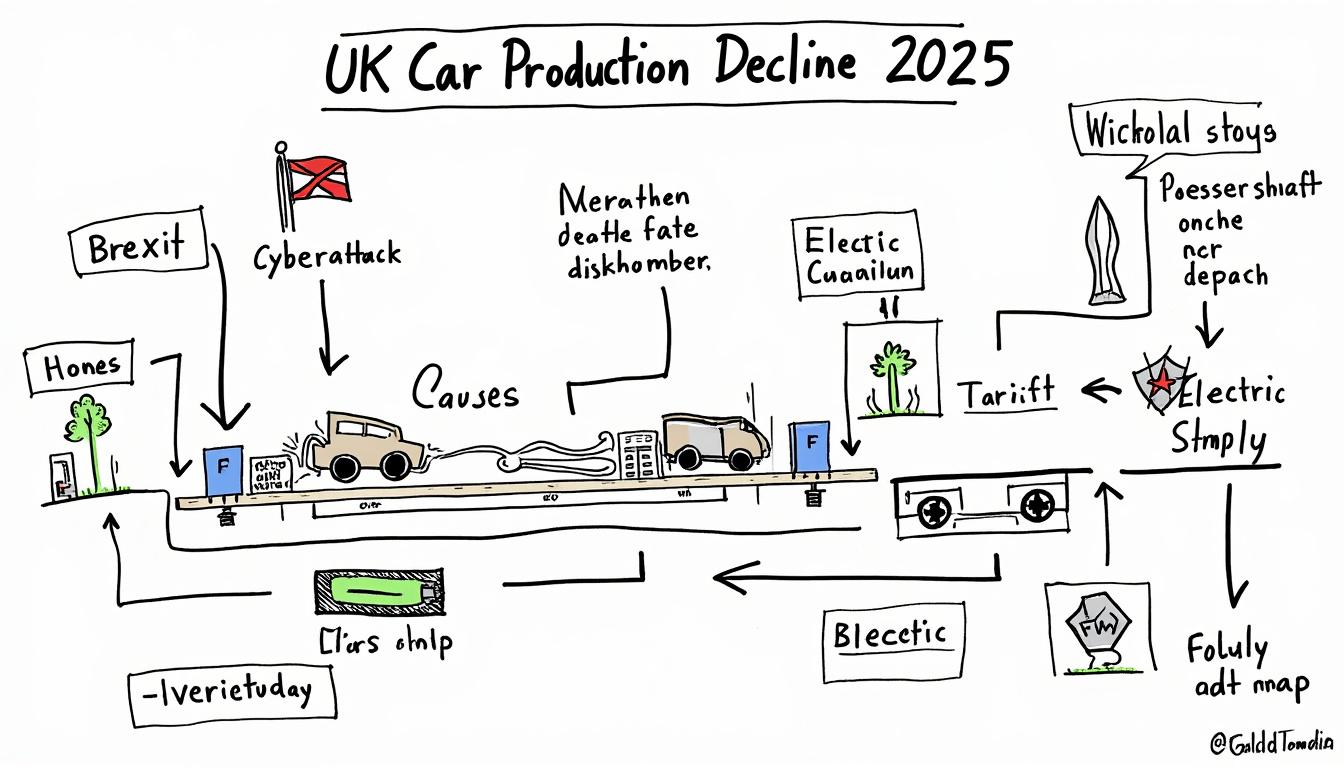 en 2025, la production automobile au royaume-uni plonge de plus de 15%, avec un volume de véhicules fabriqués moitié moins important qu'en france, marquant une crise inédite depuis une génération.
