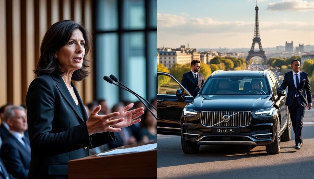 anne hidalgo, bien qu'elle critique l'automobile, est aperçue à bord d'un imposant suv avec chauffeur, suscitant débats et controverses.
