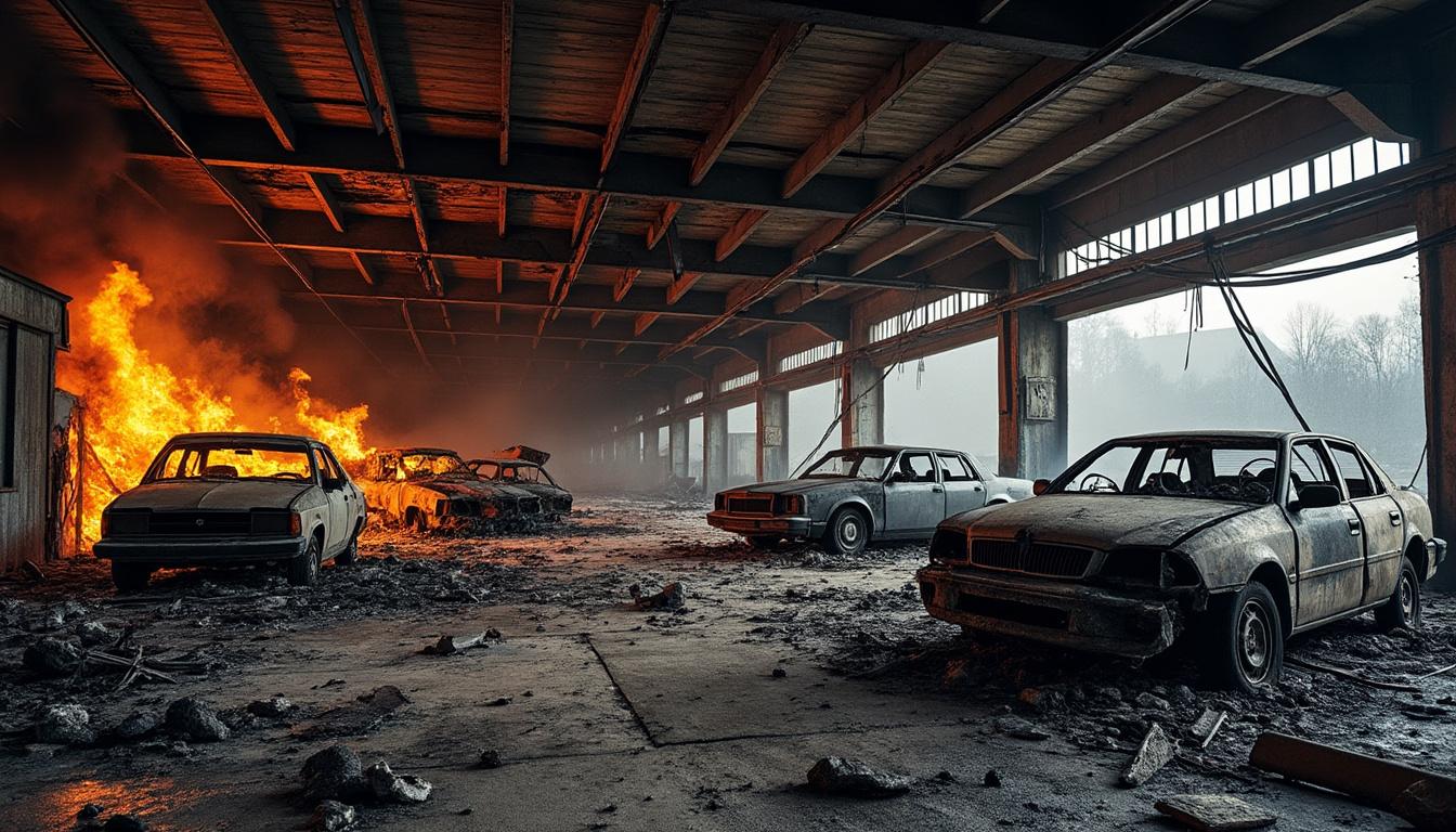 un incendie nocturne détruit cinq véhicules dans un garage en loire-atlantique, causant d'importants dégâts. enquête en cours pour déterminer l'origine du sinistre.