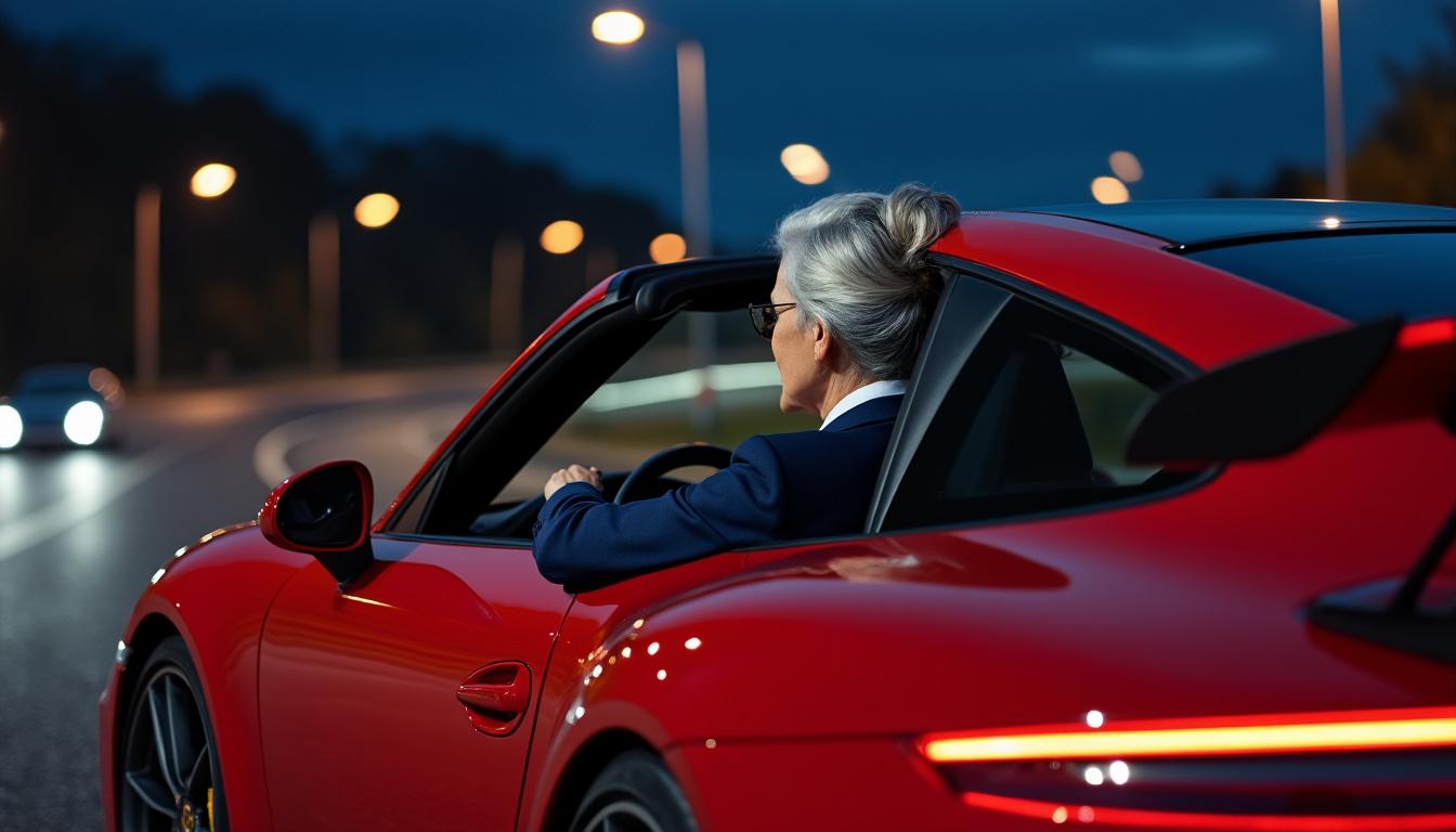 découvrez le poisson d'avril audacieux d’un magazine où une nonagénaire dépasse les 220 km/h en porsche, une histoire surprenante et pleine d'humour.