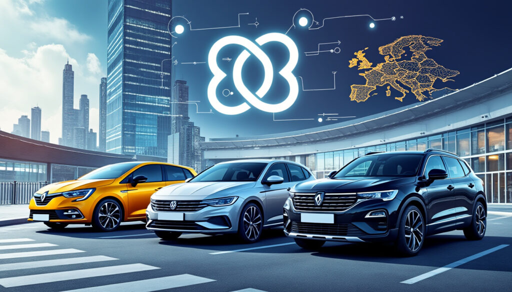 renault, volkswagen et stellantis s'allient pour renforcer leur domination sur le marché automobile européen grâce à une collaboration stratégique innovante.