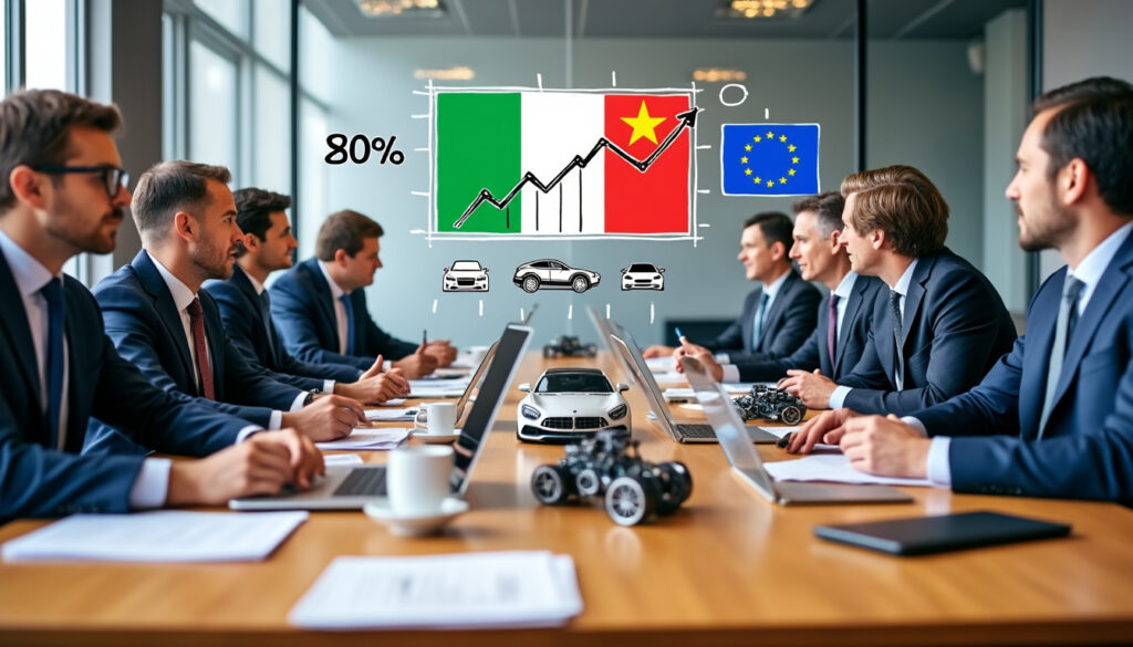 un groupe de pression italien suggère d'imposer une taxe de 80 % sur les voitures et pièces détachées chinoises importées dans l'union européenne pour protéger l'industrie locale.